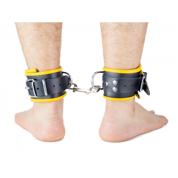 Leather Foot Cuff - Black/Yellow