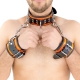 Lederen halsketting 3 Ringen D Oranje-Zwart