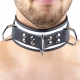 Leder Halskette 3 Ringe D Weiß-Schwarz