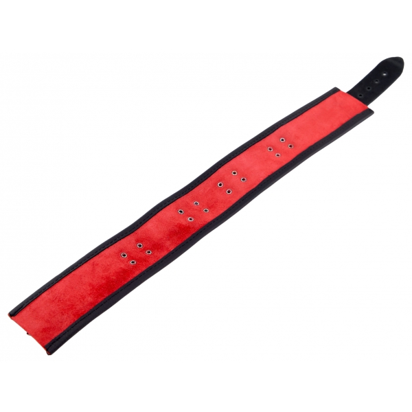 Lederhalsband 3 Ringe D Rot-Schwarz