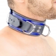 Leren halsketting - 3 D-ringen - Blauw/Zwart