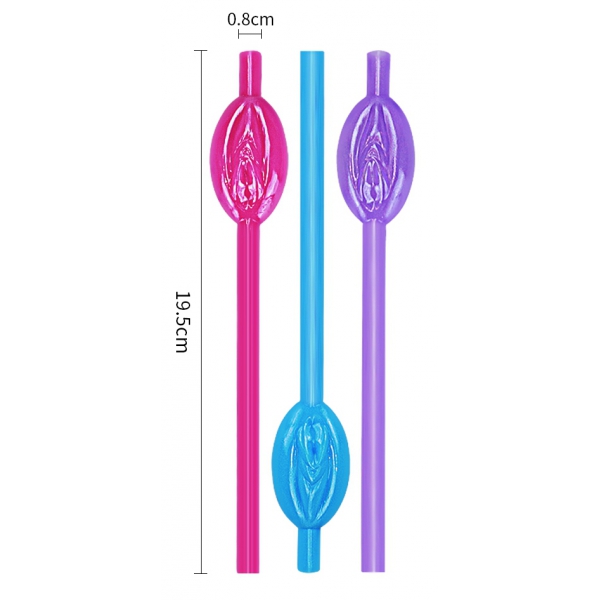 Multicolored Pussy Vulva Straws x9