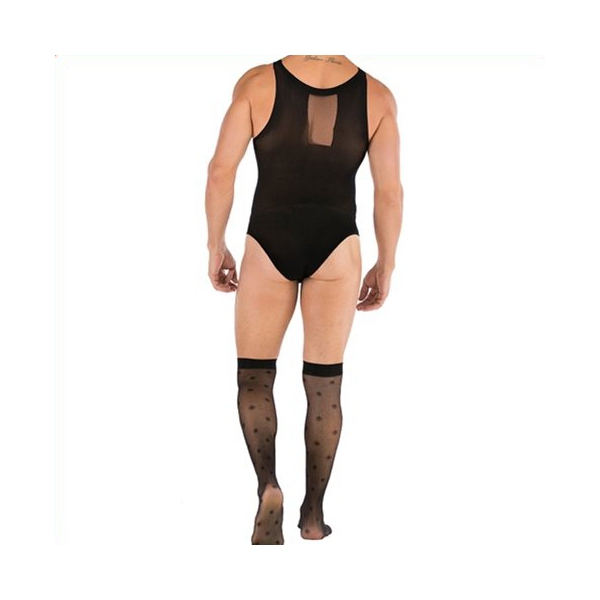 Catsuit + Strümpfe TEDDY Sexy Outfit Schwarz