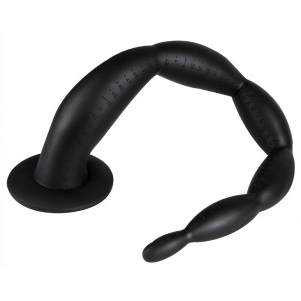 Dildo lungo L 50 x 5 cm nero con perline a scaglie