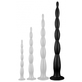 DarkSil Long Dildo Scale Beads XL 60 x 6cm Black