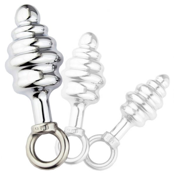 Thread Stainless steel Butt Plug - Pull Ring 11 x 3.8 cm