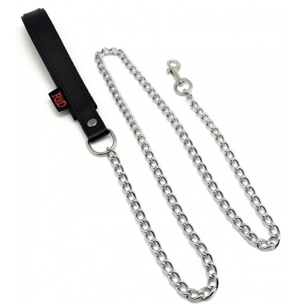 Aluminium Metal Solid Anal Plug - Silver 10.4 x 4.5 cm + Leash Leather handle 1m Black