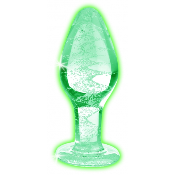 Glow in the dark glass plug GLOW L 9.5 x 4cm