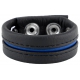 Leather Cockring 3 Pressures Black-Blue