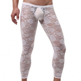 MENSSEXI Calções de boxer de renda sexy White