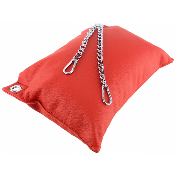 Leather cushion 23 x 32cm + Chains Red