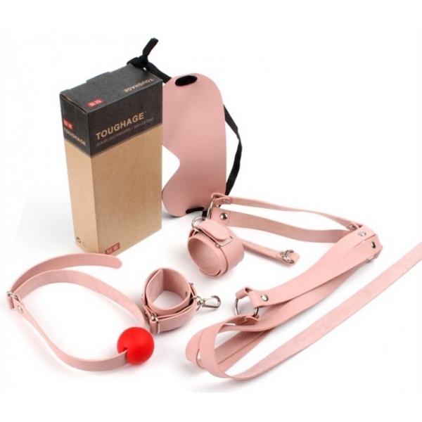 Kit de iniciação BDSM cor-de-rosa de Obediência 4 Peças