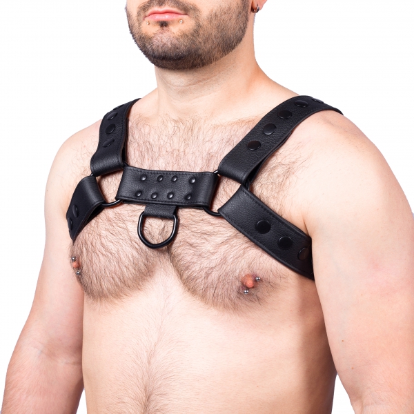 Snap Leather Harness Black