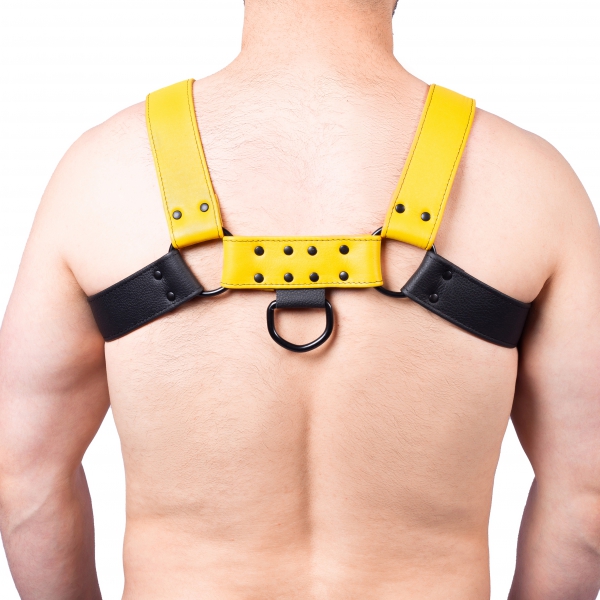 Snap Leather Harness Black-Yellow