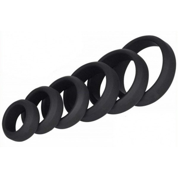 Lot of 6 Silicone Cockrings Hyperion Black