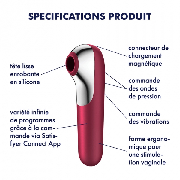 Stimulateur de clitoris + Vibromasseur Dual Love Rouge