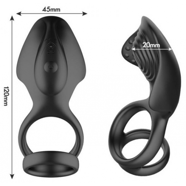 Vibrating Cockring Double Delight Black