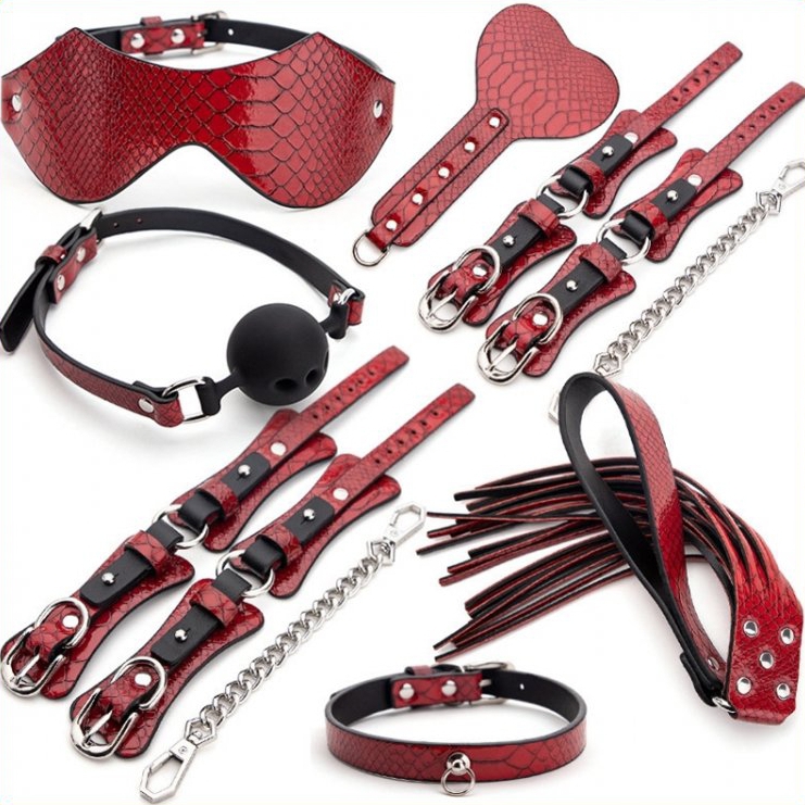 Kit BDSM 7 Pièces Caïman Rouge pas cher - La Boutique du Hard