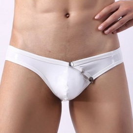 Hot Low Waist Patent Leather Easy Opened Panty Blanc