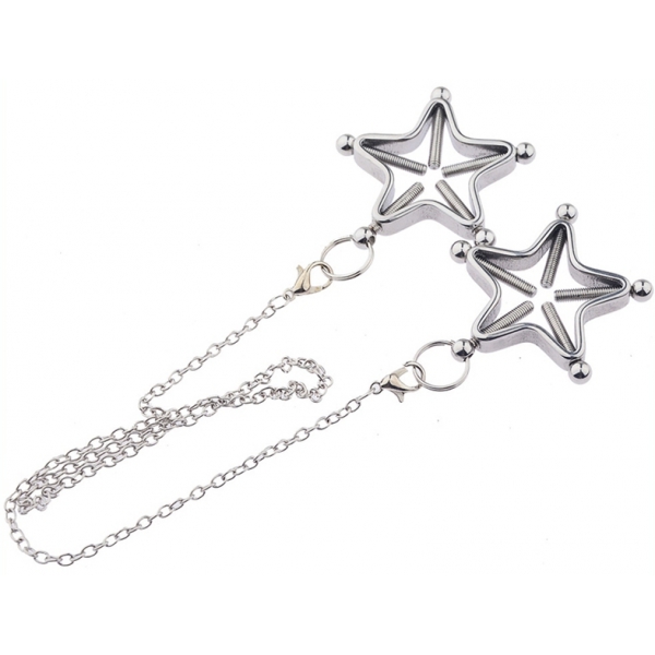 Pinza para pezones de estrella con cadena