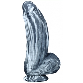 Dildo in silicone Fat Dick 18 x 6,5 cm Nero-Bianco