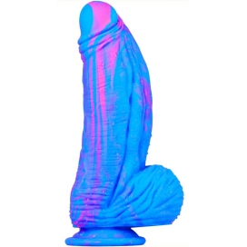 Consolador de silicona Fat Dick 18 x 6,5cm Azul-Rosa