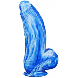 Fat Dick Silikon-Dildo 18 x 6.5cm Blau-Weiß