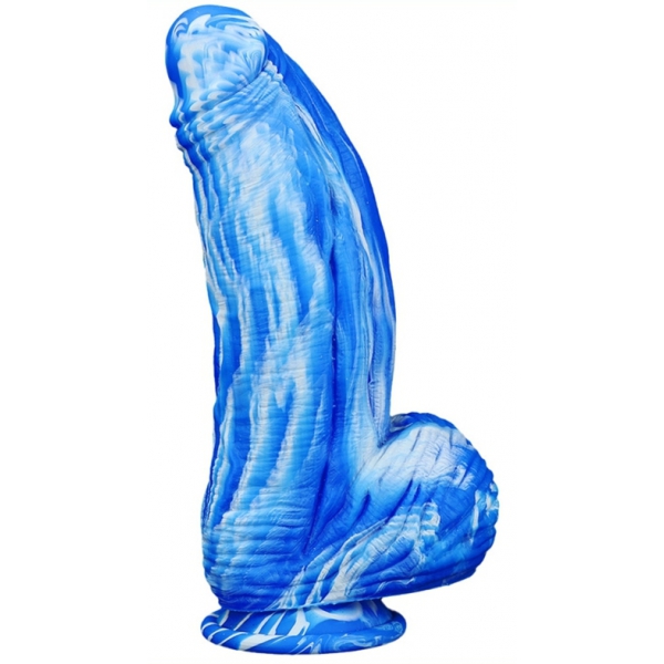 Silicone Dildo Fat Dick 18 x 6.5cm Blue-White