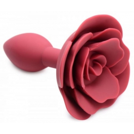 Master Series Silicone Booty Blum Plug with Rose 7.5 x 3cm