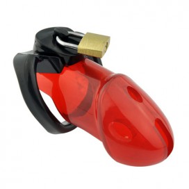 CockLock Rikers Locking Chastity Device - Red