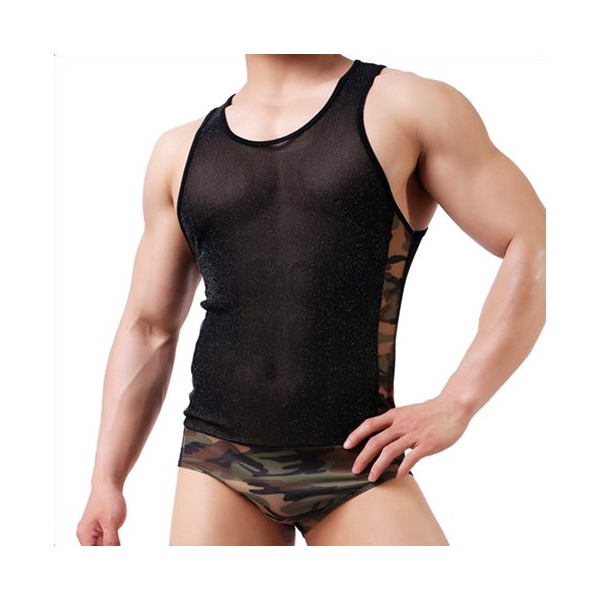 Sexy Einteiler Camouflage und glänzendes Schwarz