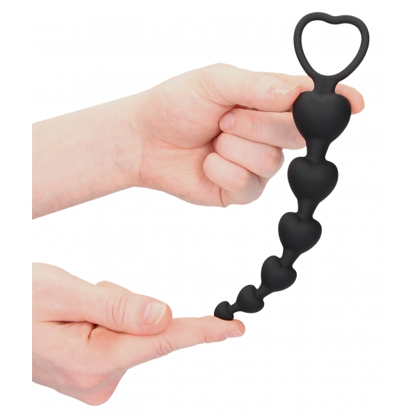 Silicone rosary Anal Heart 15 x 3.2cm