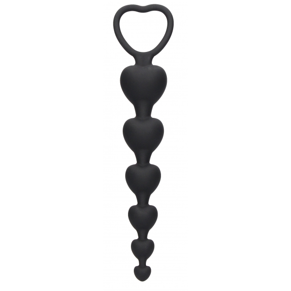 Silicone rosary Anal Heart 15 x 3.2cm