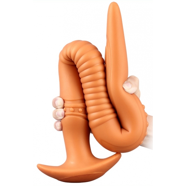 Eel Long Silicone Butt Plug Orange 28 x 3.5cm
