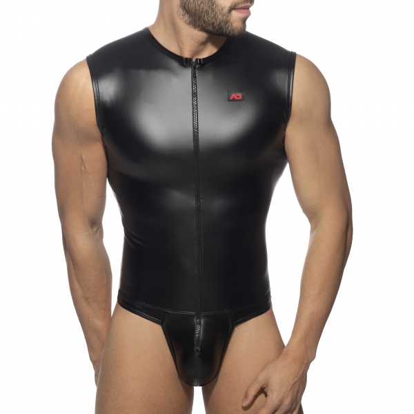 Thong Body FRONT ZIP RUB Black