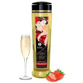 Shunga Massageöl Romance Sprudelnder Wein mit Erdbeere