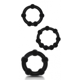 Beast Rings Juego de 3 mini anillos de pene suaves Juego de cuentas Negro