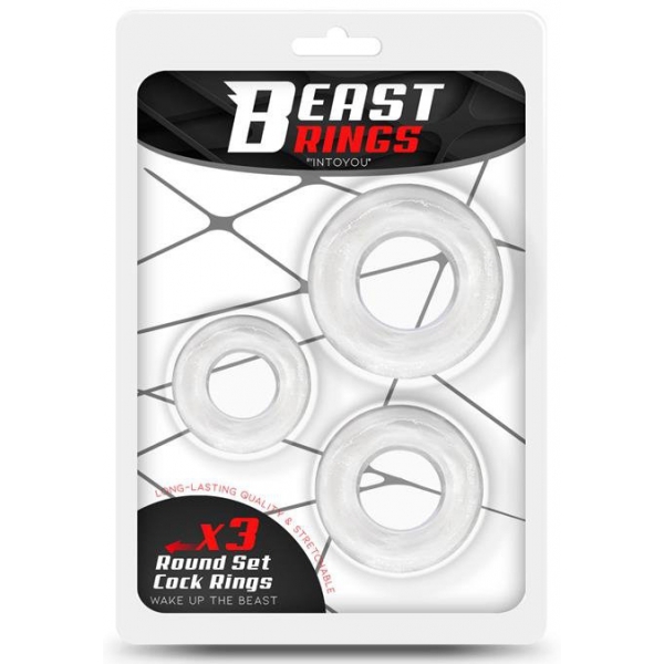 3er-Set Softcockringe Beast Rings Transparent