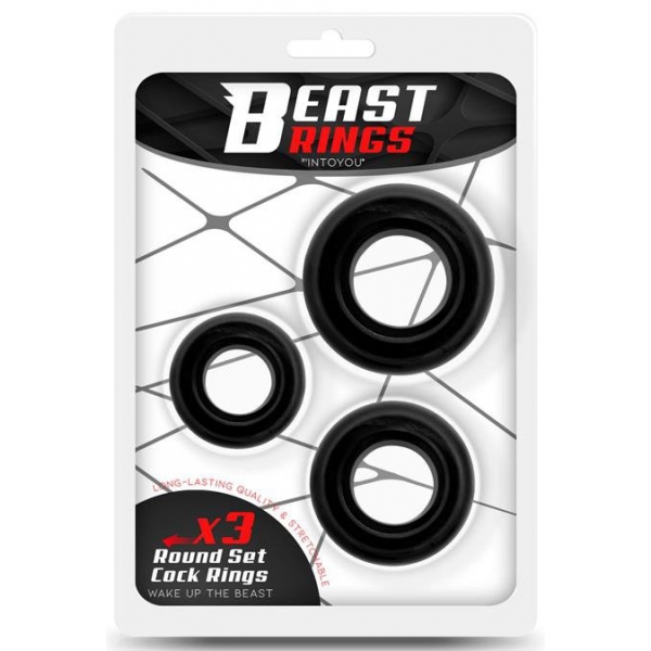 Set of 3 Beast Ring Soft Cockrings Black