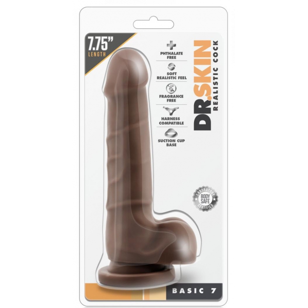 Dildo Realista Basic Up Dr Skin 14 x 3,5cm Castanho Castanho