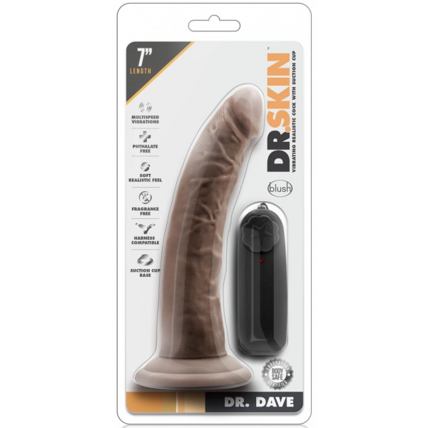 Consolador vibrador Dr. Dave Dr. Skin 18 x 4cm Marrón