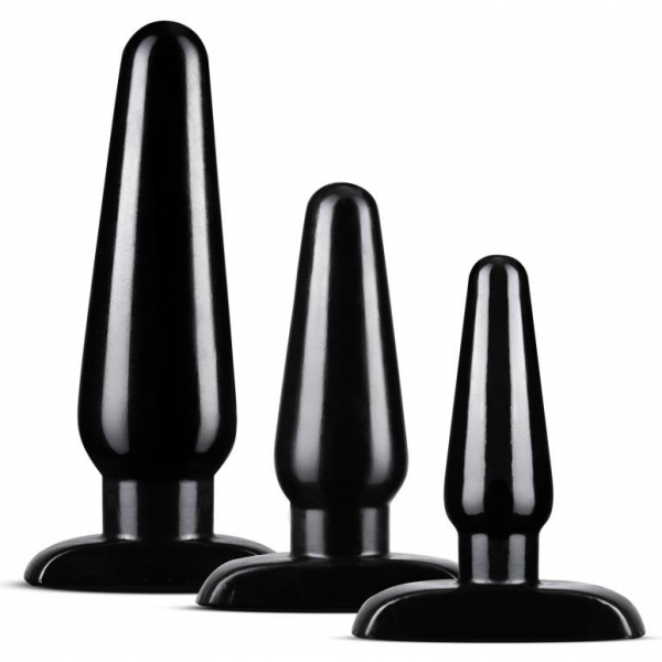 Anal Adventures Basic 3-Plug Kit Preto