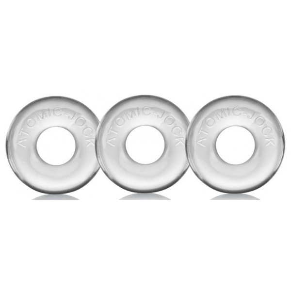 Pacote de 3 mini cockrings de bolas de boi transparentes