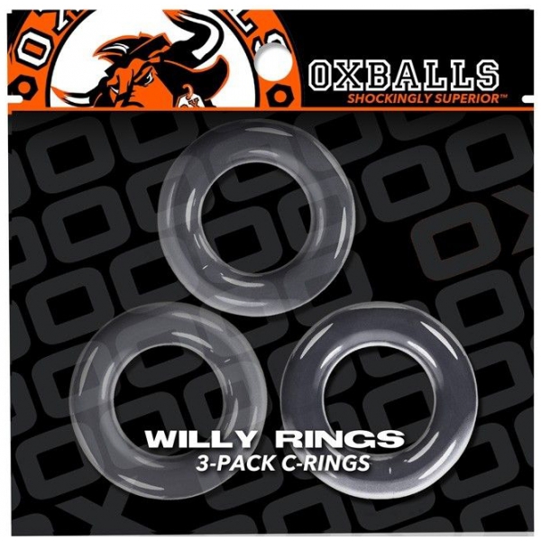 Lot de 3 cockrings Oxballs WILLY RINGS Transparents