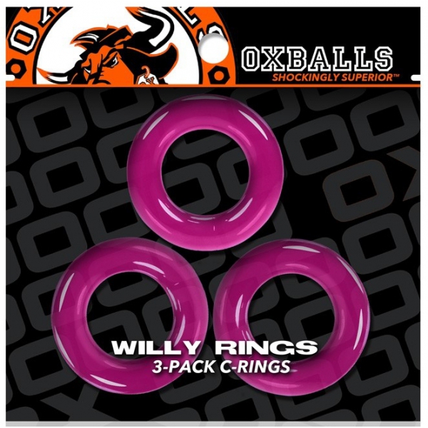 Lot de 3 cockrings Willy Rings Rose
