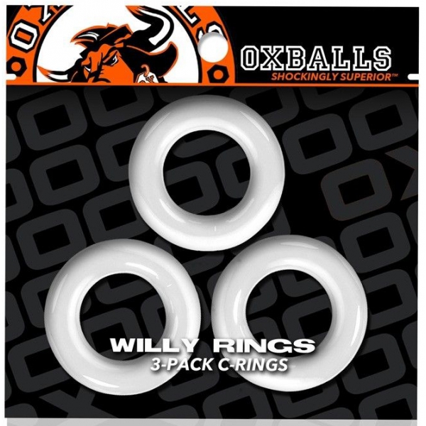 Set of 3 Willy Rings White Cockings