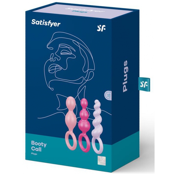 Kit 3 Silicone Booty Call Satisfyer 9.5 x 2.5cm Roses