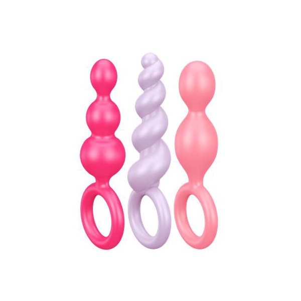 Kit 3 Plugs Silicone Booty Call Satisfyer 9.5 x 2.5cm Roses
