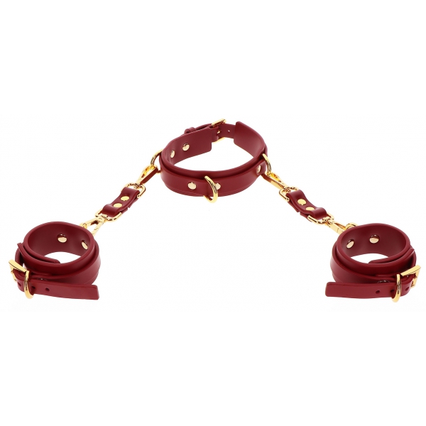 D-ring halsband met polsmanchetten Taboom Rood