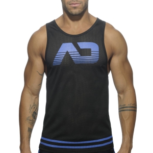 Addicted FETISH AD MESH Tank Top Black-Blue